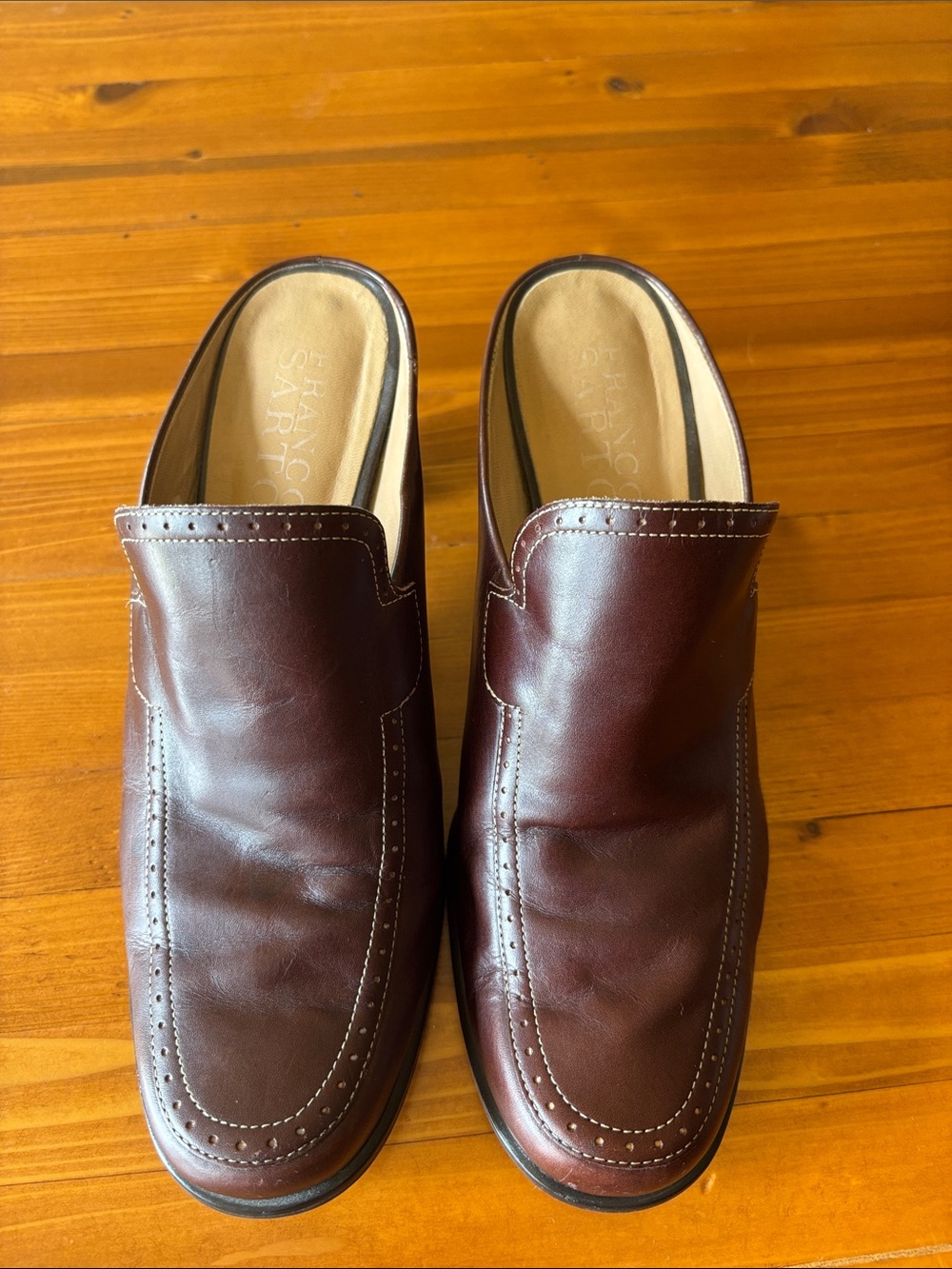 Vintage Franco Sarto Burgundy Leather Mule Clogs